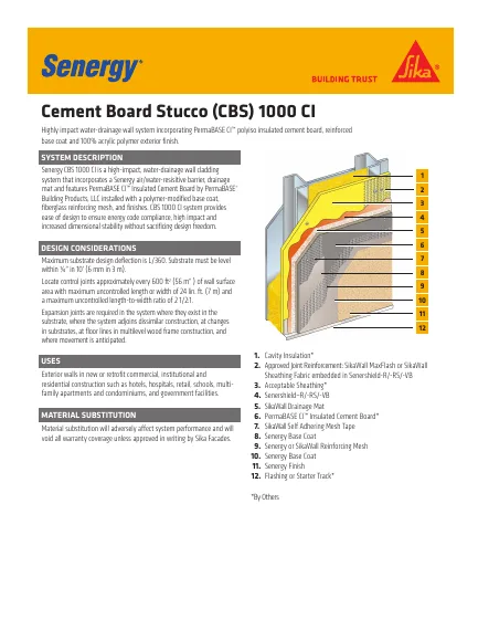 First-page preview of Cement Board Stucco 1000 CI