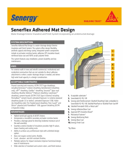 First-page preview of Senerflex Adhered Mat Design