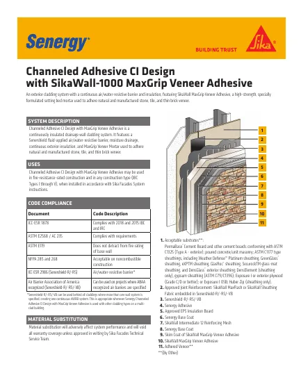 First-page preview of Channeled Adhesive CI Design with SikaWall-1000 MaxGrip Veneer Adhesive