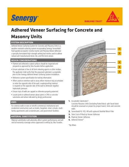 First-page preview of Adhered Veneer Surfacing for Concrete and Masonry Units