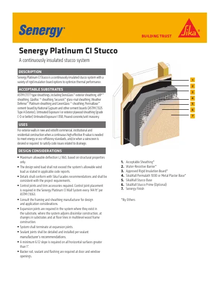 First-page preview of Senergy Platinum CI Stucco