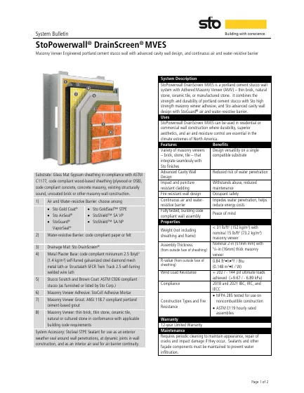 First-page preview of StoPowerwall® DrainScreen® MVES
