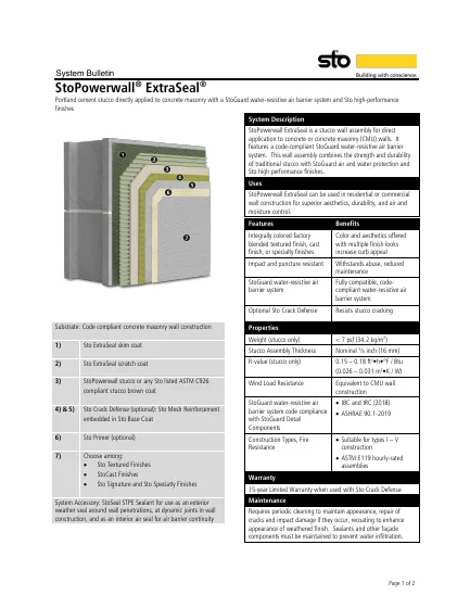 First-page preview of StoPowerwall® ExtraSeal®